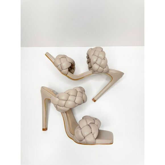 Steve Madden Sandals Womens 5.5 Tan Kenley Citron Braided Open Toe High Heel‎ - Picture 5 of 10